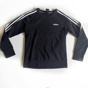 Adidas Black Sweatshirt With White Adidas Line Along the Sleeves - S